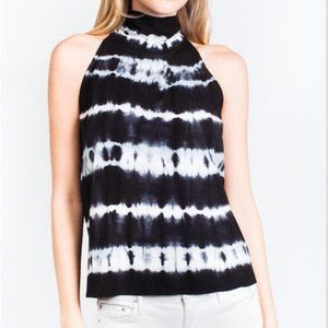 Generation Love Revolve Amy Tie Dye Neck Tie Tank Top NWT size XL Black White